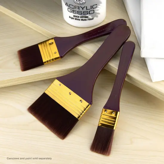 RSET-9353 | 3pc Burgundy Taklon Flat Large Area Brush Set {3}
