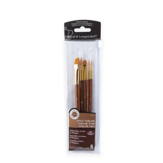 RSET-9162 | 5pc Golden Taklon Round/Angular Brush Set {1}