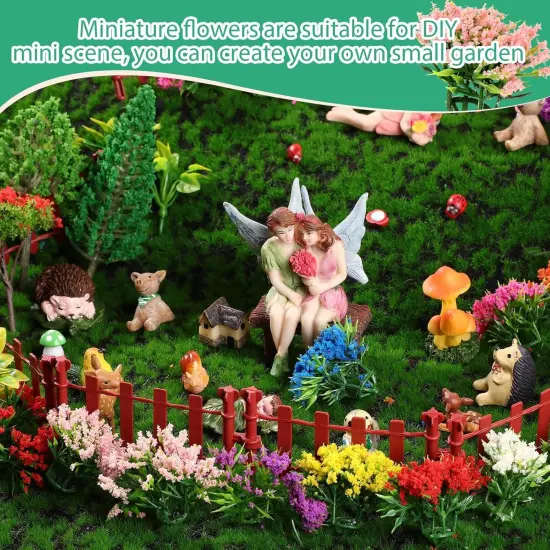55 Pcs Miniature Colorful Flower Cluster Mini Model Trees Artificial Grass Mat Squares Set 20 Mini Grass 16 Flower Tufts 15 Mixed Trees 4 Garden Craft Grass {7}