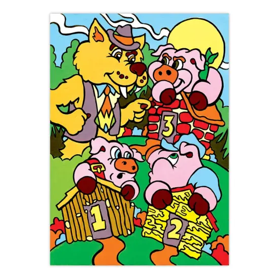 MFP12 | Painting by numbers&trade; Children's 10pc 8.75" x 11.75" Pigs & Wolf Painting Project {2}
