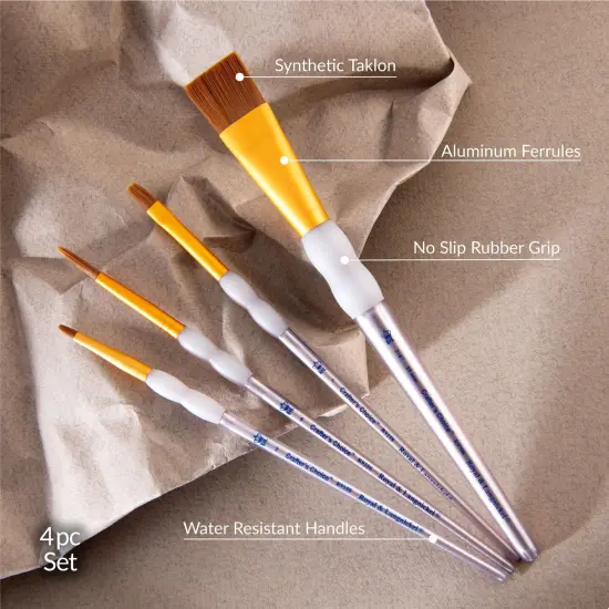 RCC 246 | Crafter's Choice&trade; 4pc Brown Taklon Variety Brush Set {4}
