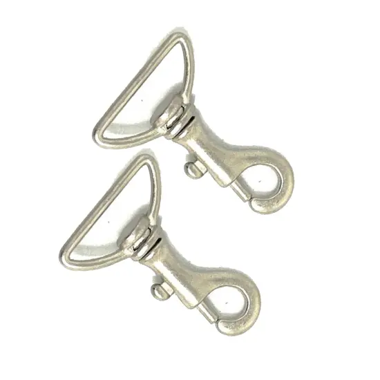 Swivel Hook Nickel Plated Zinc Base Push Down on Side 2 Inches Long 1.5 Inch Loop {2}