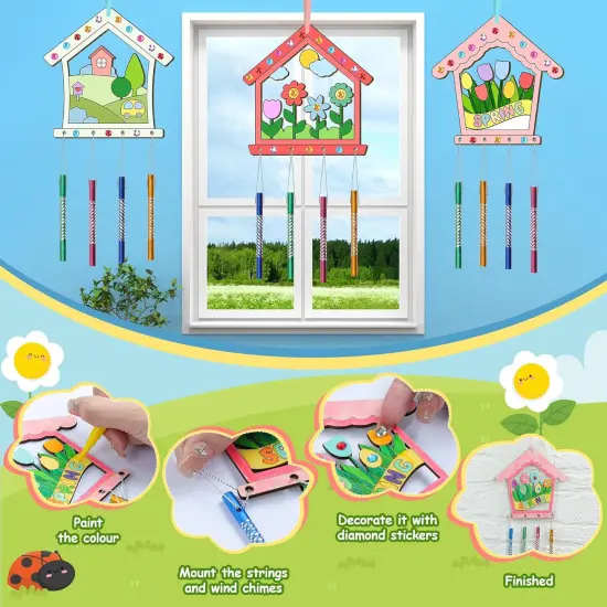 12PCS Birdhouse Wind Chime Kit for Kids {3}