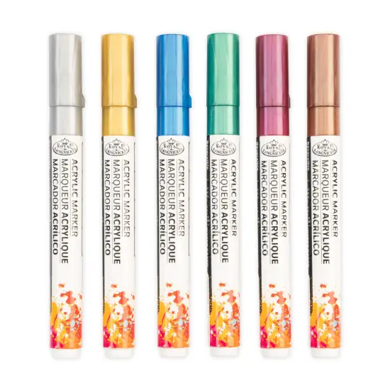 MARK-2729 | 6PC Acrylic 2mm Reversible Tip Metallic Markers {3}
