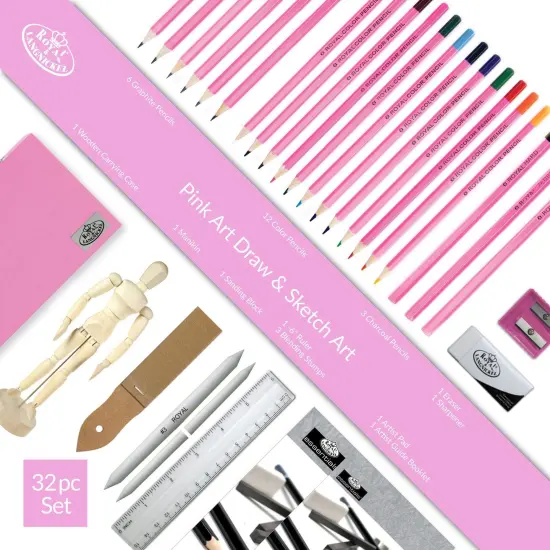 PA-DS3000 | Pink Art&trade; 32pc Beginner's Sketching & Drawing Travel Art Set {3}