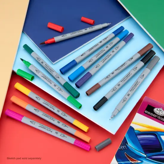 MARK-2201 | 12pc Fineliner and Brush Dual-Tip Artist Markers {3}