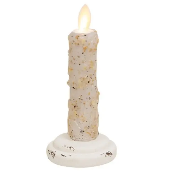 Decorative Silicone Dipped Taper Candle with Wooden Base Warm Glow Timer and Remote Control {1}