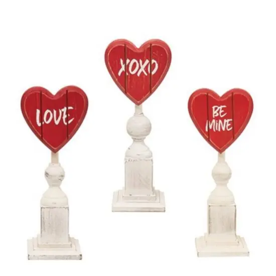 3 Asstd. Be Mine Heart Pedestal Decorative Stand for Valentine's Day Decor {1}