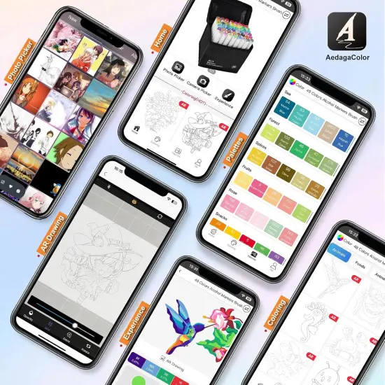 48 Alcohol Markers with Free App,Double headed Art Marker with Kickstand Case for Adults and Kids, Alcohol Based Dual Brush & Chisel Tips Markers for Painting, Sketching, Drawing {4}