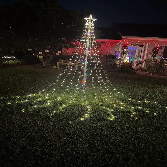 350LED Christmas String Lights with 12" Star Tree Topper &ndash; 8 Lighting Modes, Warm White, Waterproof Outdoor/Indoor Decoration for Christmas, New Year, Yard, Garden, Home {6}