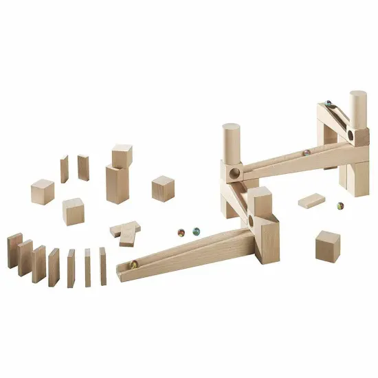 HABA Wooden Marble Run Ball Track Building Set for 3-10 Year Olds, STEM Toy with 44-Piece Wooden Track and Marbles, Montessori Toys for 3-5 Year Olds Multicolor {5}