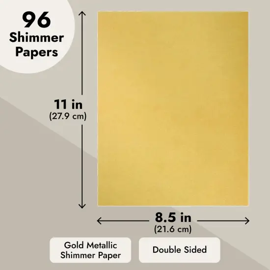 96 Sheets Gold Metallic Shimmer Paper, 8.5 x 11 Double Sided, Letter-Sized for Arts and Crafts {4}