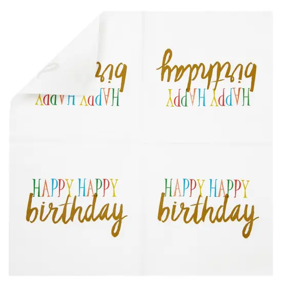 Happy Birthday Rainbow Party Supplies, Paper Napkins (5 x 5 In, White, 100 Pack) {4}