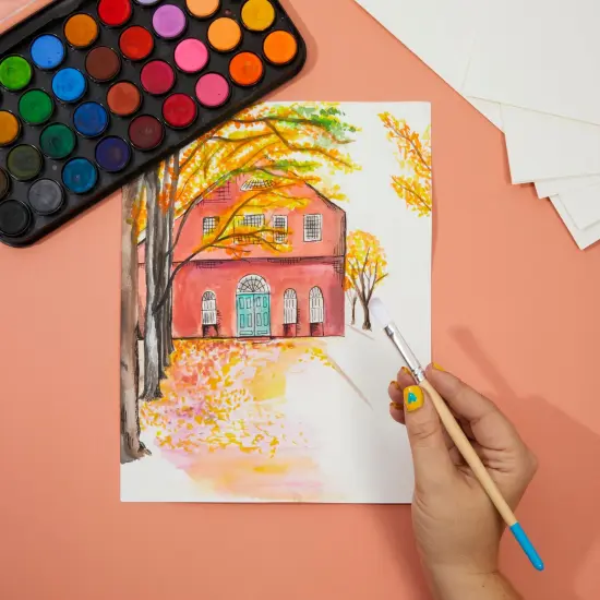 100 Sheets Cold Press Watercolor Paper for Artists and Beginners (8.5 x 11 in) White {2}