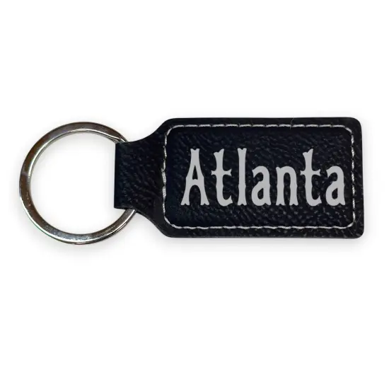 Keychain - Rectangle - Atlanta - Leather Black/Silver {3}