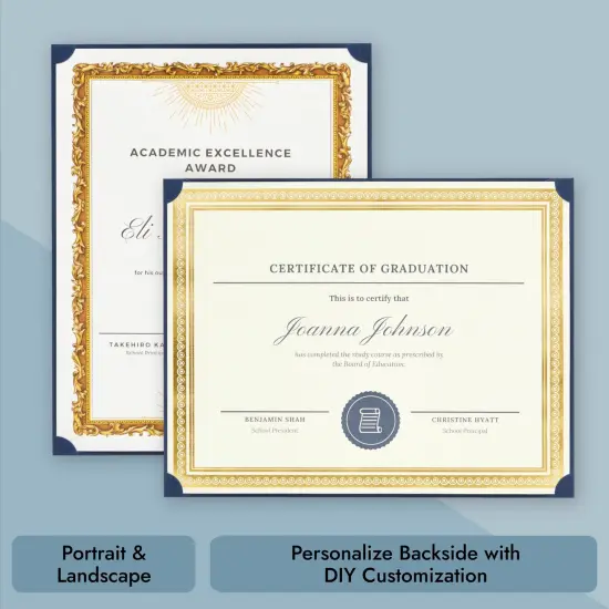 24-Pack Single Sided Award Certificate Holders - Bulk Certificate Holders for Graduation, Diploma, Employee Appreciation, Certification (fits 8.5x11, Navy Blue) {4}