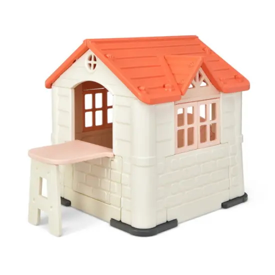 HDPE Playhouse Set with Slide, Table and Cover for Kids Yellow {8}