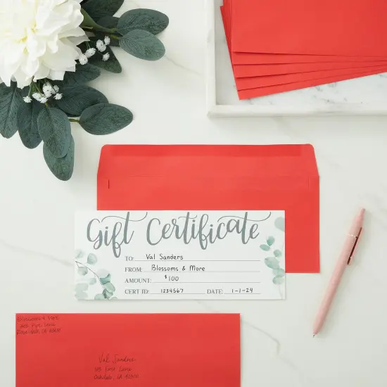 100 Pack #10 Red Envelopes with Square Flap for Mailing Letters, Invitations (4 1/8 x 9 1/2 In) {2}