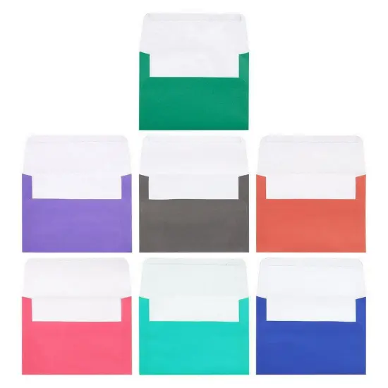 100 Pack Colored 4x6 Envelopes for Invitations, Birthday Cards, Wedding, Photos, Self-Adhesive Peel-Off-and-Stick (A7, 7 Colors) Multicolor {7}