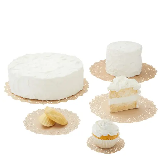 250 Pack Paper Doilies Assorted Sizes for Food & Cake, Round Decorative Disposable Placemats, Brown (4, 6.5, 8.5, 10.5, and 12 In) {6}