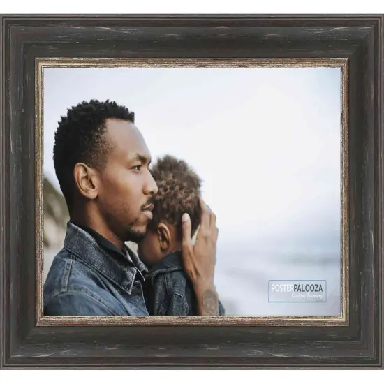 Photo Size Weathered Black Picture Frame - UV Acrylic, Foam Board Backing, Hanging Hardware {3}