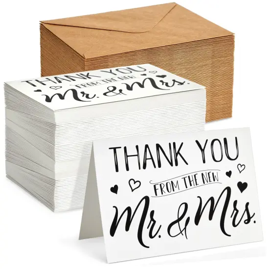 120 Pack Wedding Thank You from the New Mr and Mrs Cards Bulk with Kraft Brown Envelopes for Weddings, Showers, 4x6 in {1}