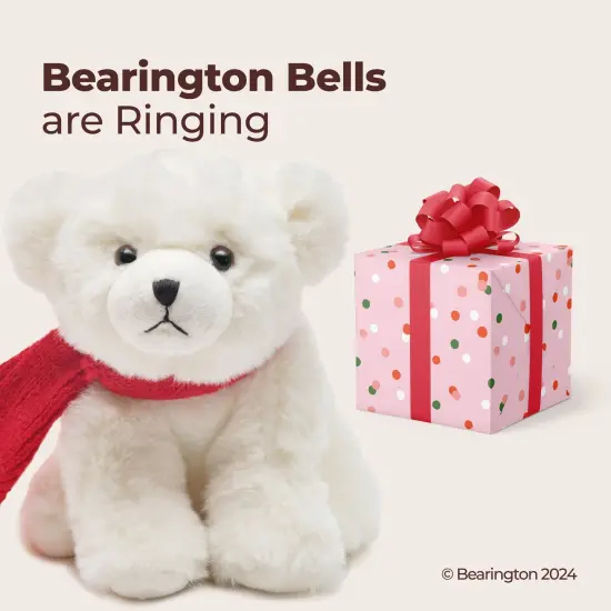 Bearington Frosty Polar Bear Plush, 7 Inch Christmas Stuffed Animal with Scarf, For Ages 3-14 White {5}