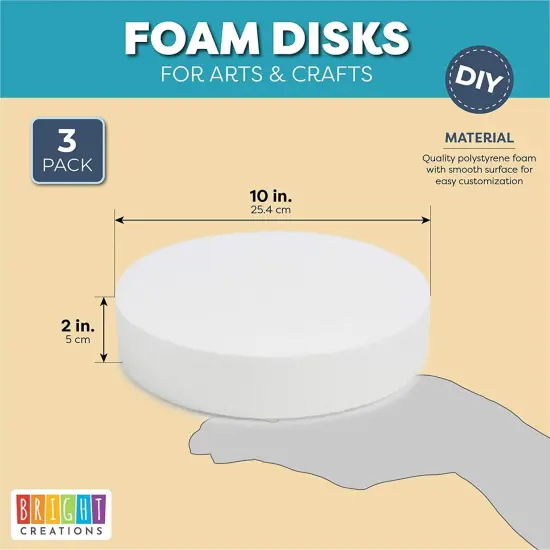 Craft Foam Disks, White Circles for Arts and DIY Crafts (10 x 2 in, 3 Pack) {2}