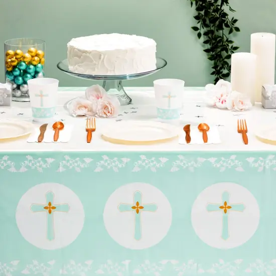 3 Pack Disposable Plastic Table Covers, Baptism Decorations, Easter Tablecloth (54 x 108 In) White {2}
