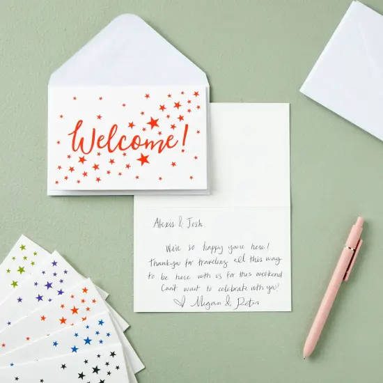 36 Pack Bulk Welcome Cards with Envelopes for Guests, Employees, Business, Star Pattern Design, Blank Interior (4x6 In) White {2}