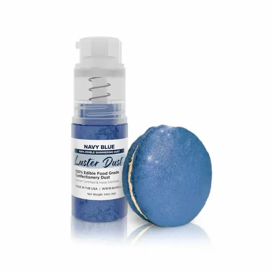Bakell - Navy Blue Luster Dust (4g, 1x Pump) Edible Vegan Dust & Paint for Baking, Desserts and Beverages {1}