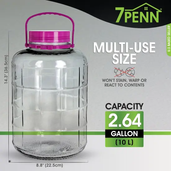 7Penn Large Glass Jars with Lids Wide Mouth - Plastic Airtight Lid with Handle {4}