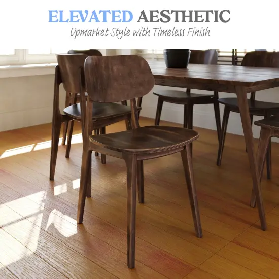 Emma and Oliver Gentry Set of 2 Solid Wood Dining Chairs with Curved Oval Backrests Antique Copper {3}