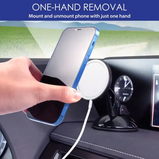 Insten Car Phone Holder Compatible with Magsafe Charger Wireless Charging Pad, Dashboard Windshield Mount Adjustable, Strong Suction Cup Black {3}