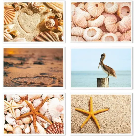 40 Pack Bulk Nautical Beach Seaside Postcards From Around the World for Mailing, 20 Assorted Designs (4 x 6 In) Multicolor {6}