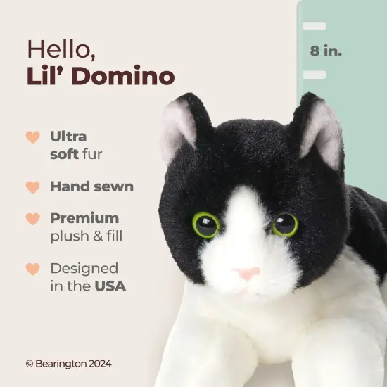 Bearington Collection Lil&rsquo; Domino Plush Cat Stuffed Animal, 8 Inch, For Ages 3-14 Black {2}