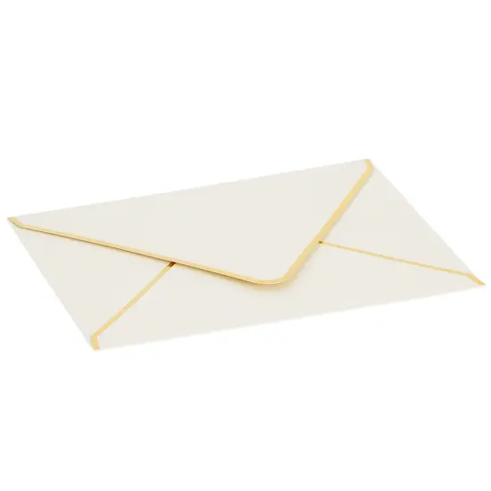 50 Pack 5x7 Ivory Envelopes for Wedding Invitations, A7 Size for Bridal Shower Announcements with Gold Foil Edges {7}