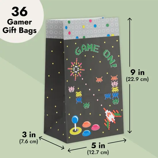 36 Pack Video Game Goodie Bags for Retro Arcade Party Favors, Treats, and Gamer Gifts (5x9x3 in) {3}