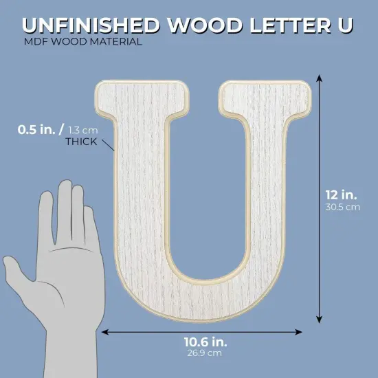 Wood Wall Decor, Wooden Letter U (12 in) White {2}