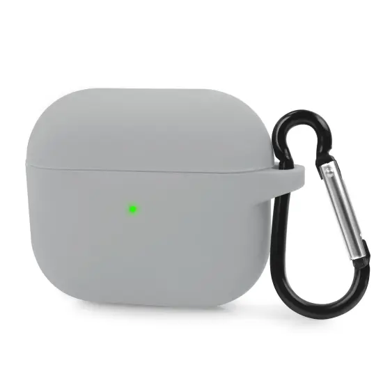 Insten Silicone Case Compatible with Airpods 3 3rd Gen 2021 Earbuds Protective Cover, Front LED Visible, with Carrying Keychain for Girls Women Boys Men, Gray Grey {1}
