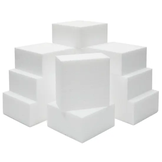12 Pack Foam Blocks for Crafts, Polystyrene Brick Rectangles for Floral Arrangements, Art Supplies, Holiday Decor (4 x 4 x 2 In, White) {1}