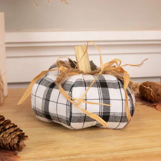 Northlight Plaid Fall Harvest Pumpkin Decoration - 6.5" - White and Black {1}