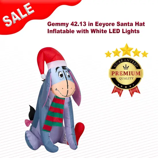 Gemmy 42.13 in Eeyore Santa Hat Inflatable with White LED Lights {1}