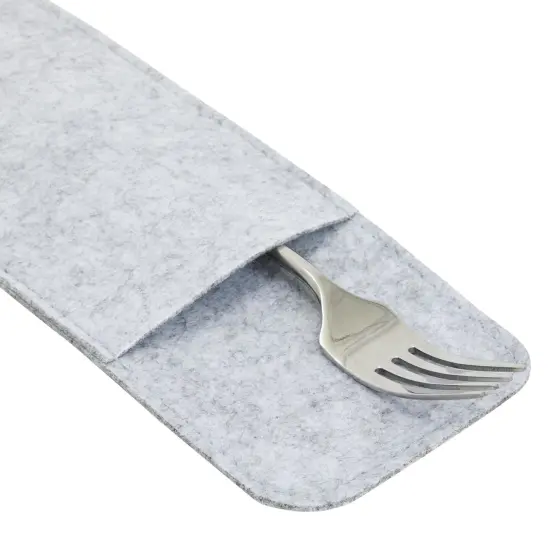 Felt Table Placemats Set of 8 for Dining Table and Kitchen Decor with Drink Coasters and Cutlery Pouches (Light Gray, 24 Pieces) Grey {5}