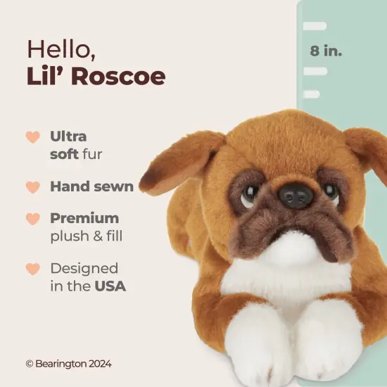 Bearington Boxer Dog Stuffed Animal, Brown and White Plush Canine, Perfect Birthday Gift for Puppy Fans and Kids of All Ages- 8 inches, Lil Roscoe, For Ages 3-14 {2}