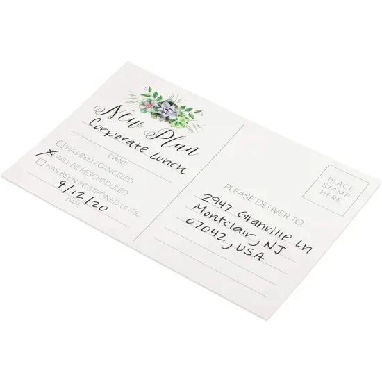 Change of Plans Postcard, Event Postponement Card (6 x 4 In, 48 Pack) Multicolor {6}