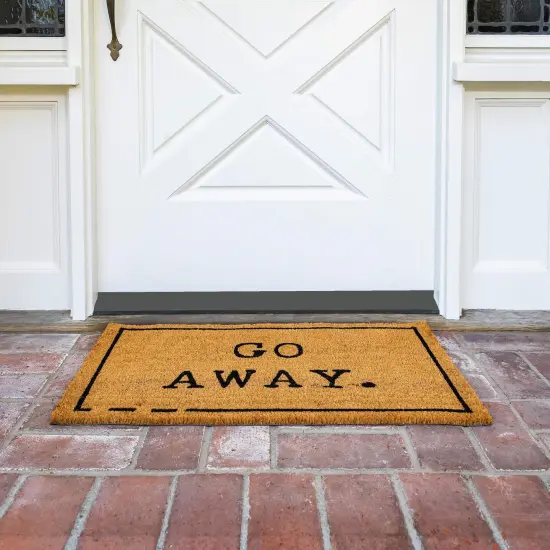 Go Away Doormat, Funny Front Door Welcome Mat for Outdoor Porch or Patio, Natural Coco Coir (17 x 30 In) Brown {2}