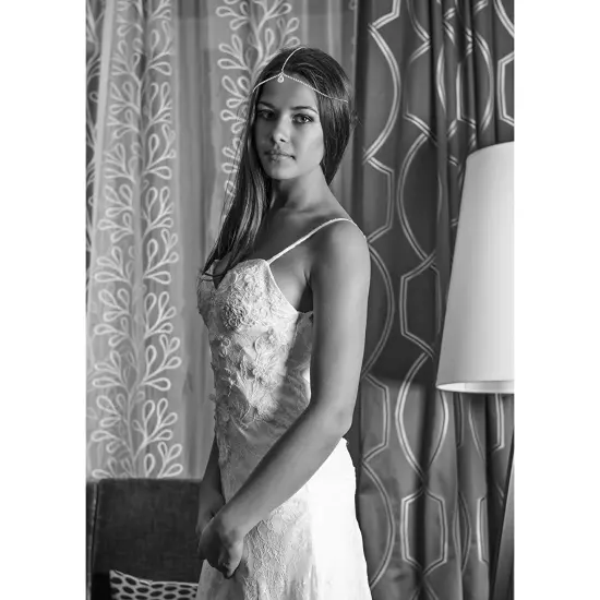 Silver Rhinestone Head Chain, Pendant Headpiece for Wedding, Bachelorette Party, Bridal Shower {2}