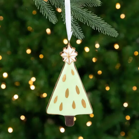 Northlight 4.5" Green and Gold Christmas Tree Hanging Ornament {1}
