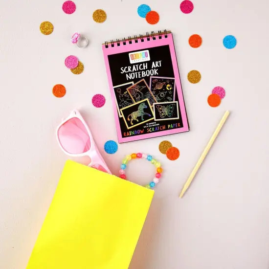 Bright Creations 8 Pack Rainbow Scratch Paper Pads for Kids Ages 8-14 with Wooden Styluses, 10 Sheets (5.5 x 3.9 In) Black {2}